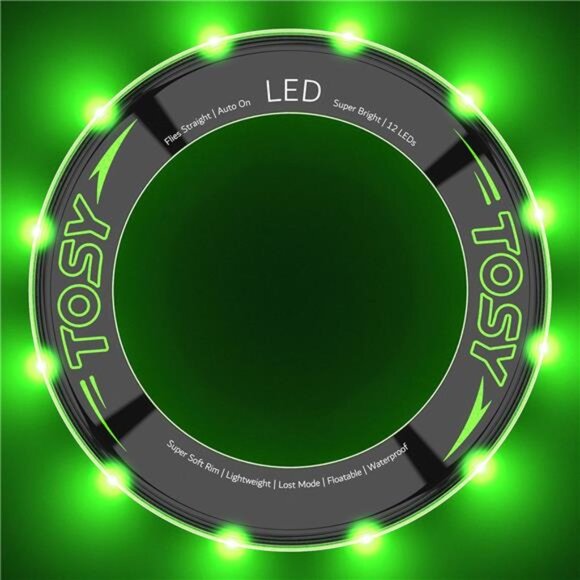 Flying Ring - 12 LEDs, Super Bright,Soft,Auto Light Up, Safe,Lightweight Frisbee - Picture 2 of 7